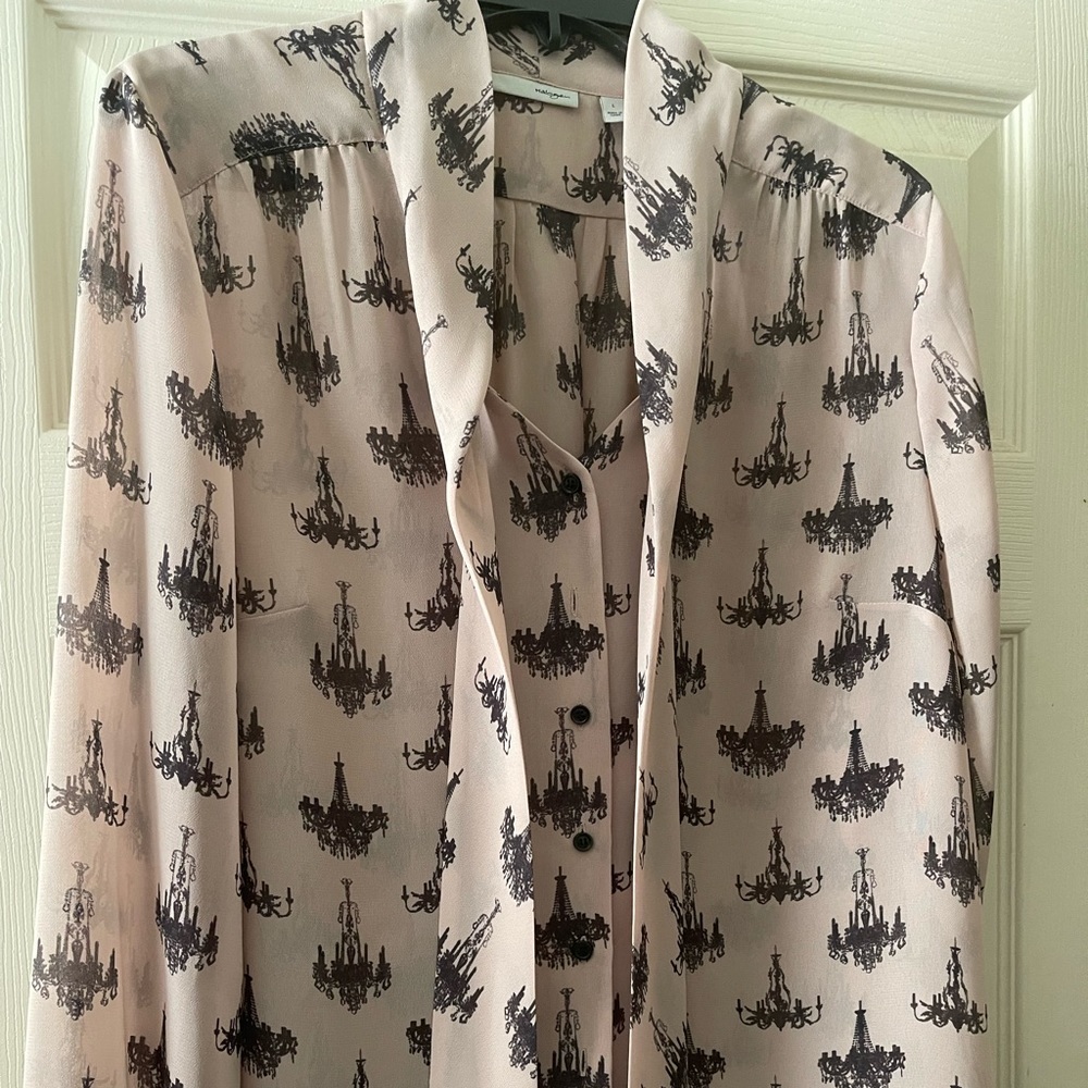Halogen Career Button down blouse w/ Bow Excellent Condition sz Large